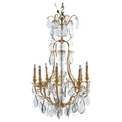French Louis XIV Style Gilt Bronze & Chrystal 8-Light Chandelier 20th C
