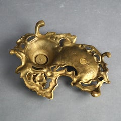 French Louis XIV Style Gilt Bronze Foliate Form Inkwell 20thC