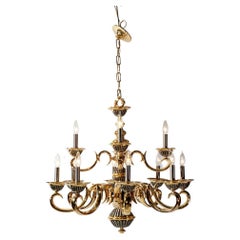 French Louis XIV Style Gilt Bronze Tiered Twelve Light Chandelier 20th C