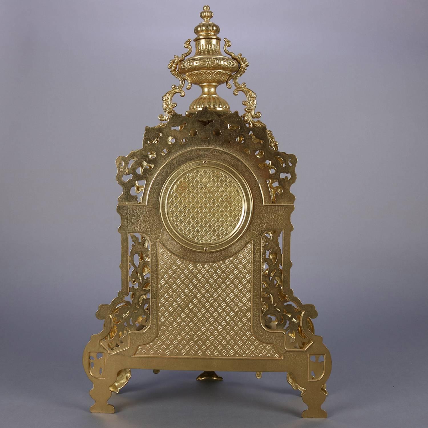 French Louis XIV Style Gilt Mantel Clock by German FHS Hermle, 20th Century 2
