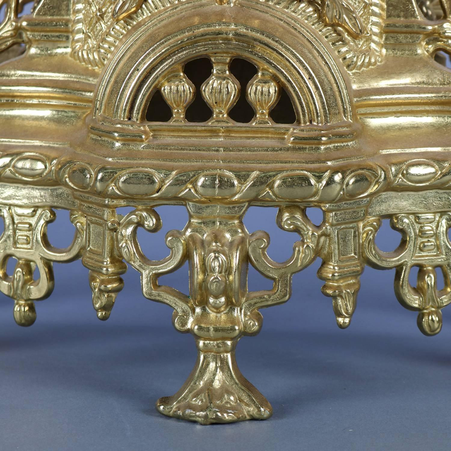 Cast French Louis XIV Style Gilt Mantel Clock by German FHS Hermle, 20th Century
