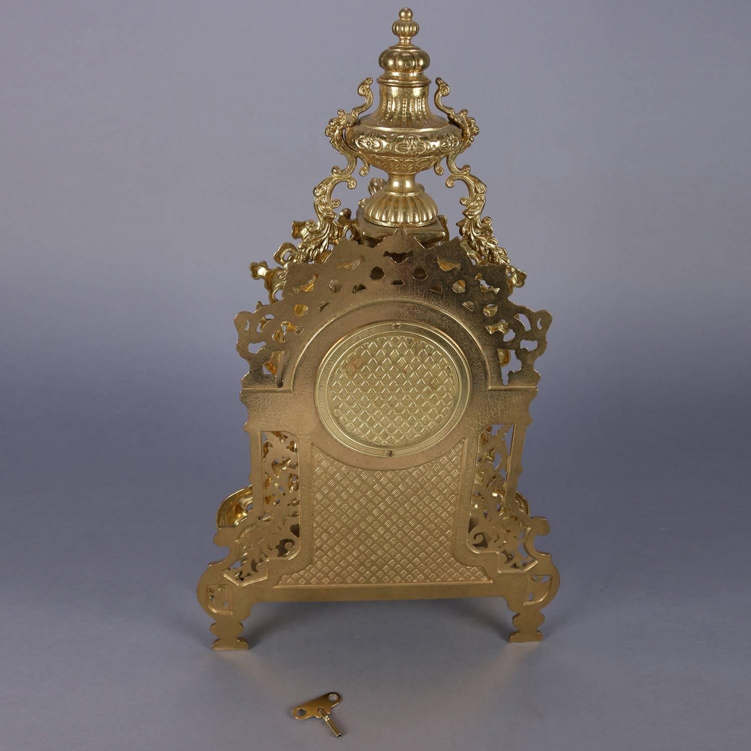French Louis XIV Style Gilt Mantel Clock by German FHS Hermle, 20th Century 1