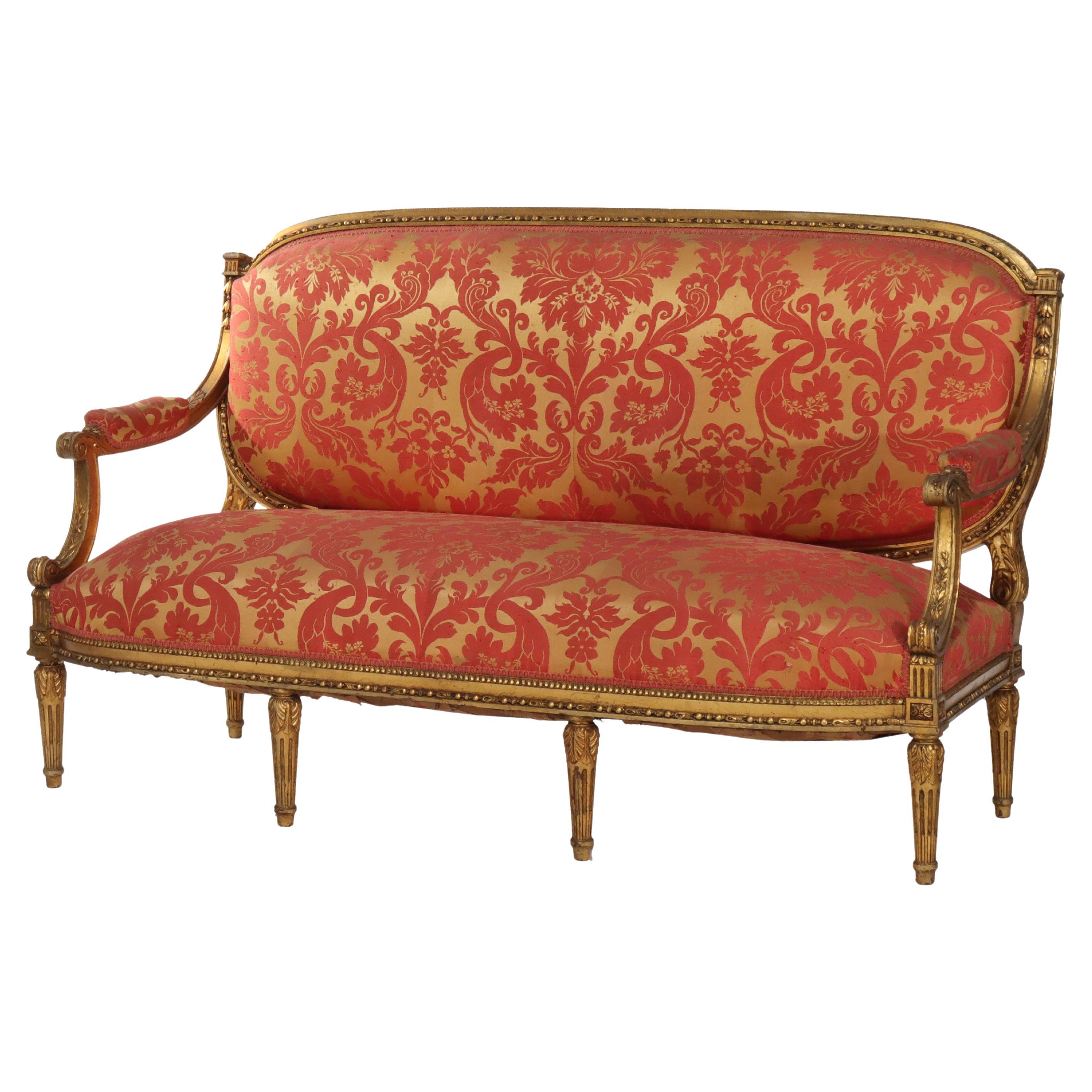 French Louis XIV Style Gilt Wood Sofa, Late 19th C