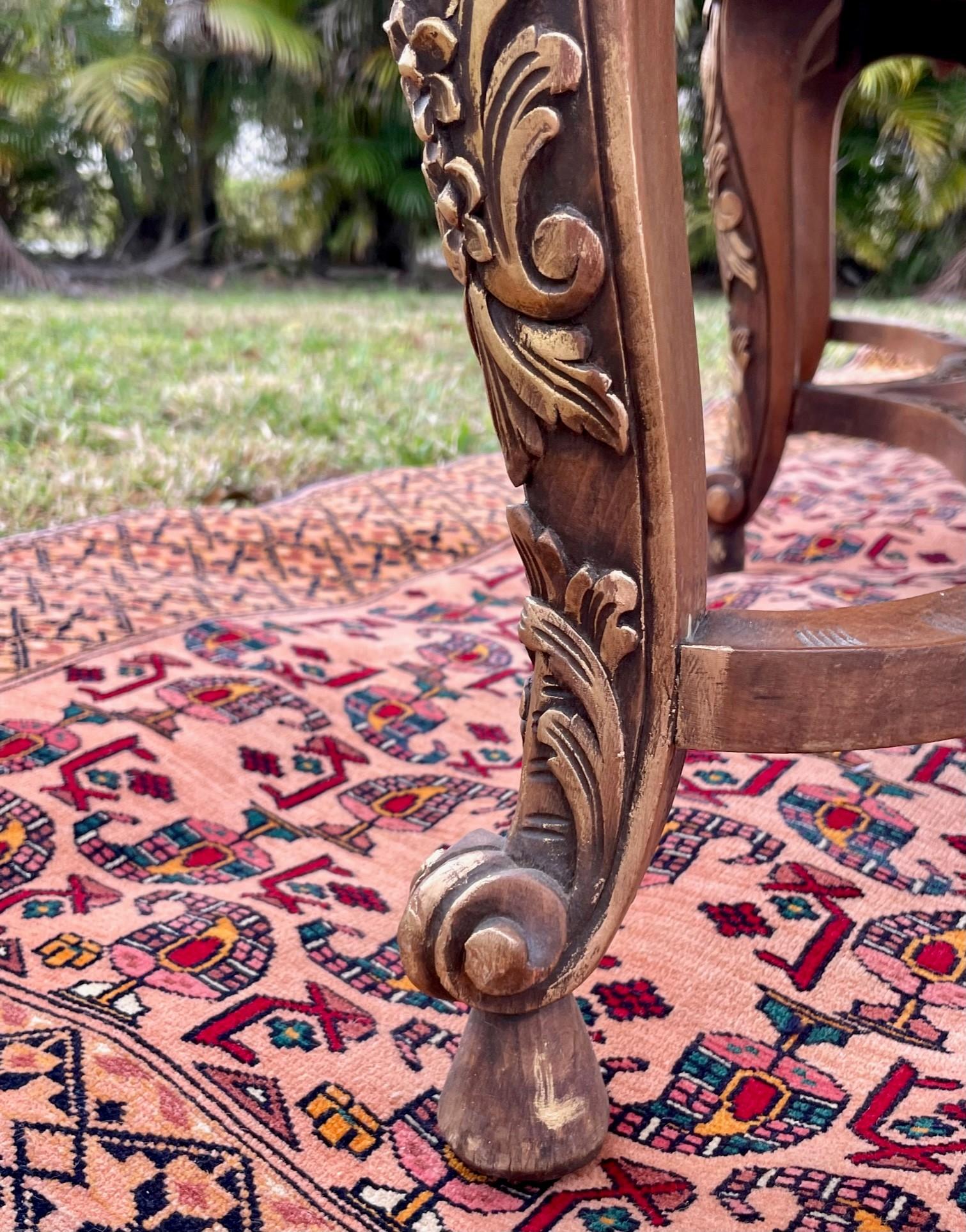 Wood French Louis XIV Style Giltwood Carved Window Bench 19th Century. For Sale