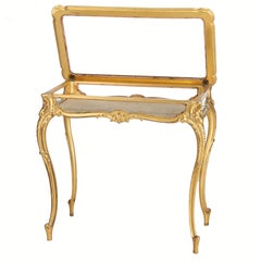 French Louis XIV Style Giltwood Flip Top Display Vitrine C1930