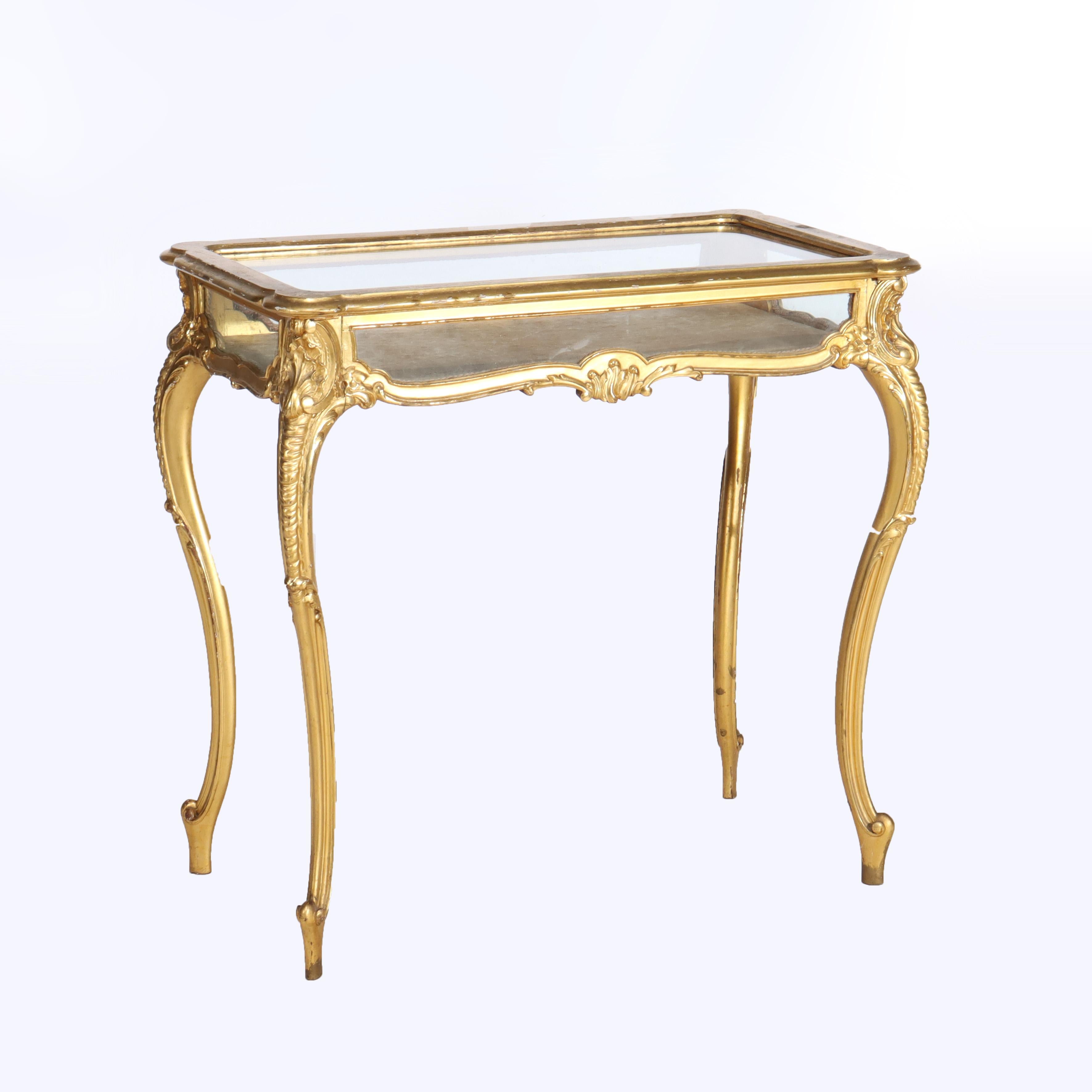 20th Century French Louis XIV Style Giltwood Flip Top Display Vitrine C1930