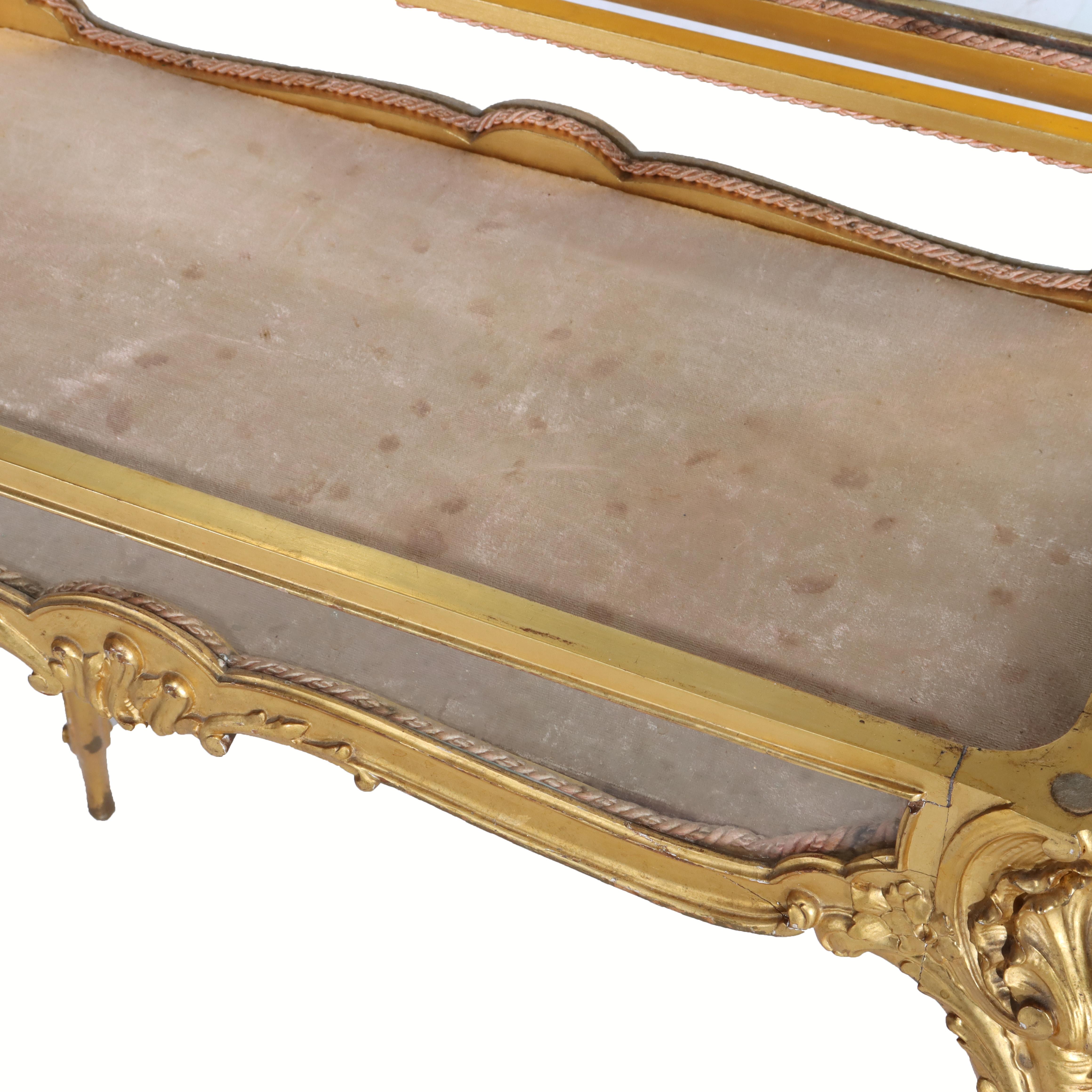 French Louis XIV Style Giltwood Flip Top Display Vitrine C1930 2