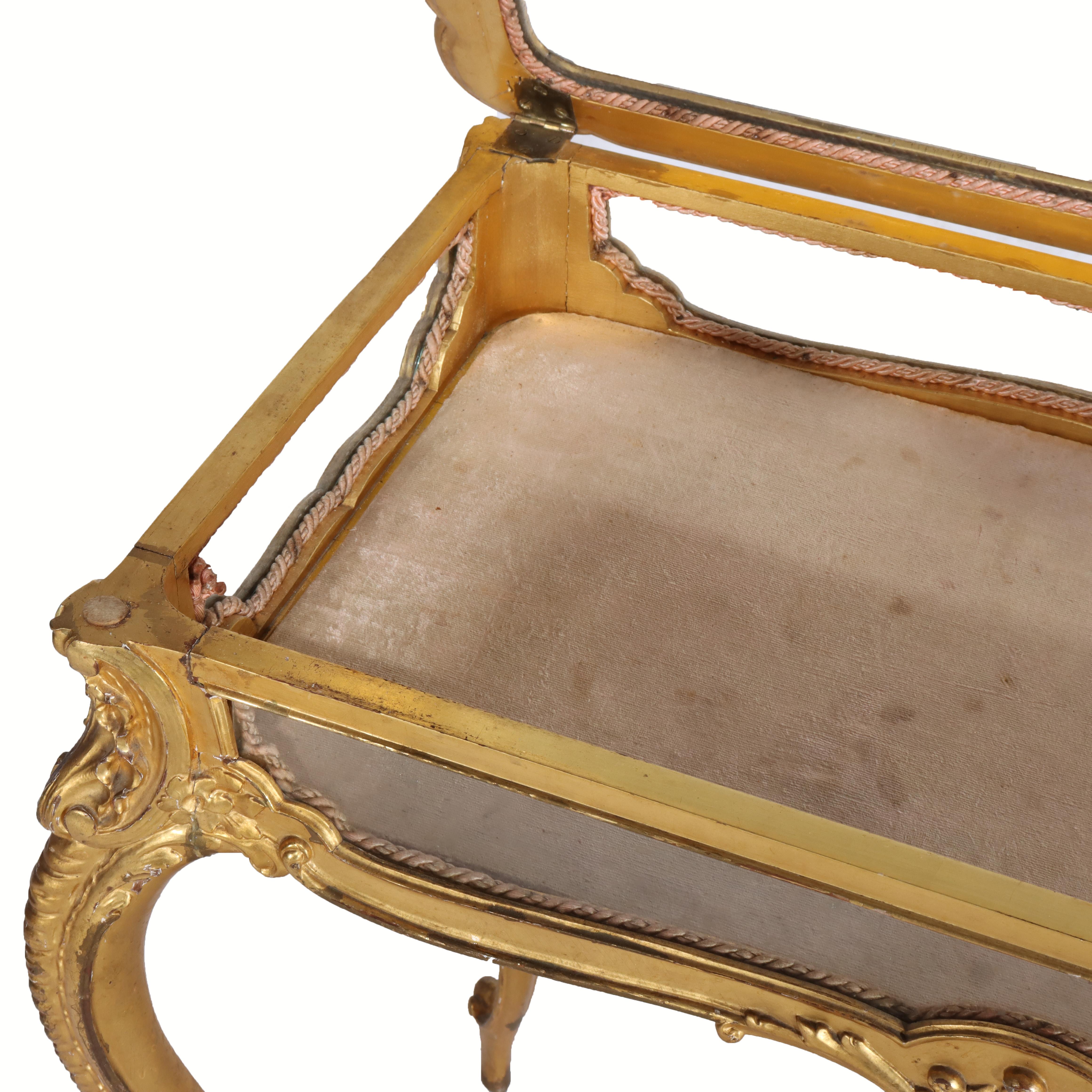 French Louis XIV Style Giltwood Flip Top Display Vitrine C1930 3