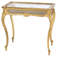 French Louis XIV Style Giltwood Flip Top Display Vitrine C1930