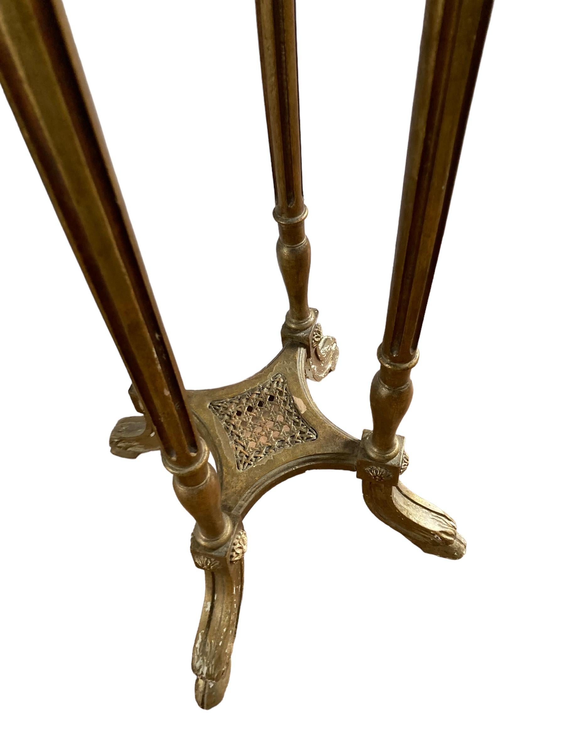 19th Century French Louis XIV Style, giltwood marble top pedestal with decorative details