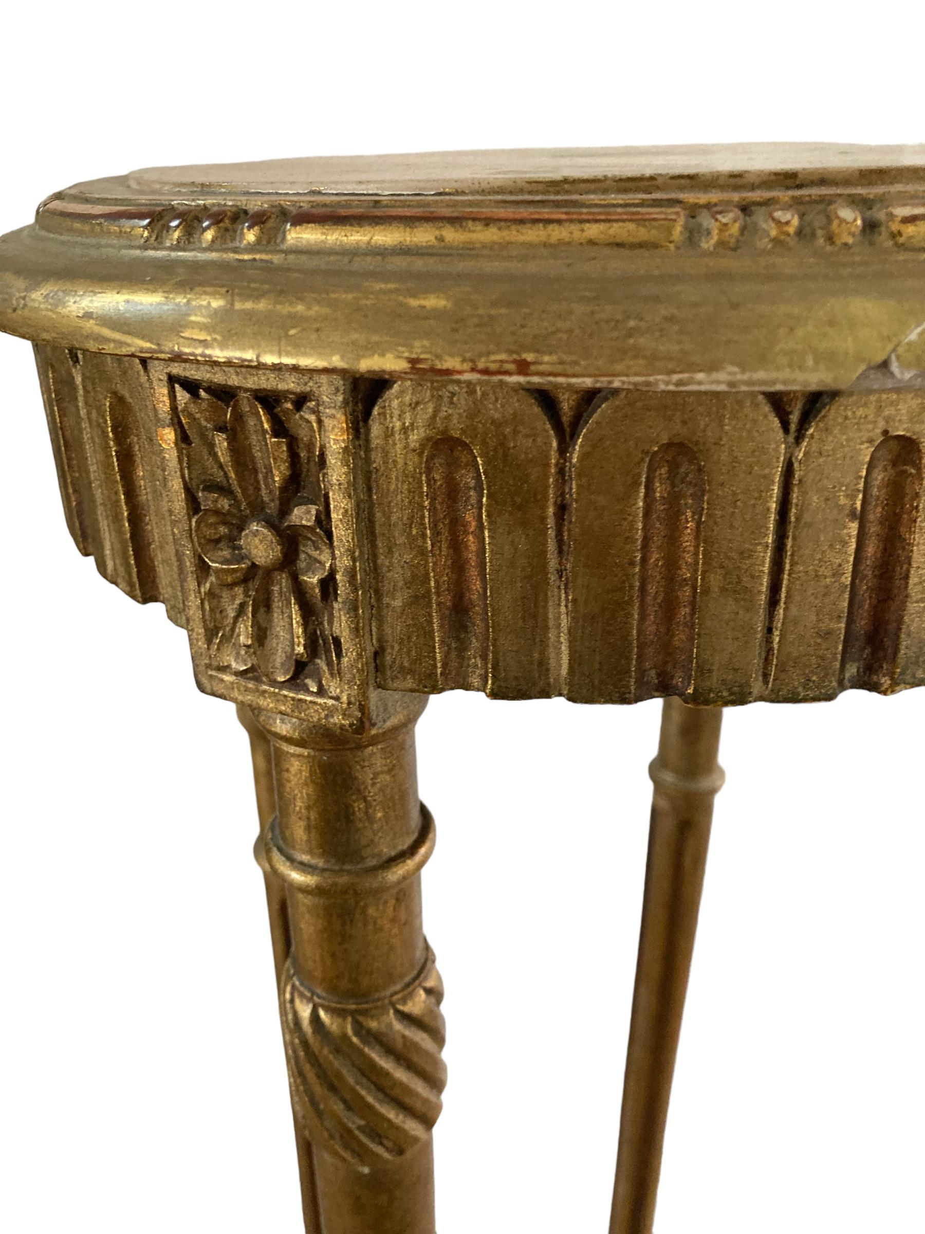 French Louis XIV Style, giltwood marble top pedestal with decorative details For Sale 1