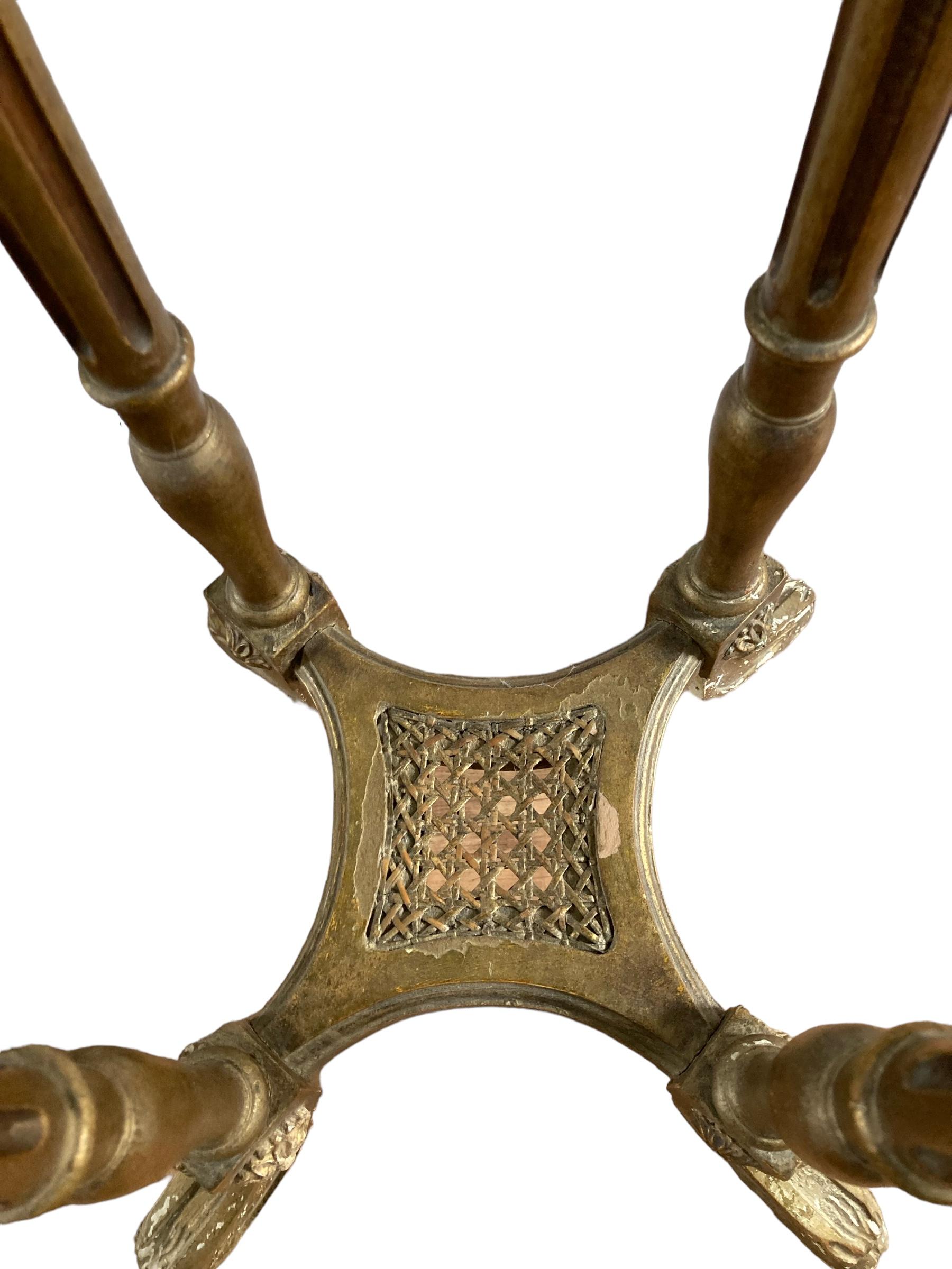 French Louis XIV Style, giltwood marble top pedestal with decorative details 3