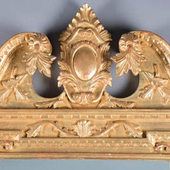 French Louis XIV Style Giltwood Wall Mirror with Broken Arch Pediment