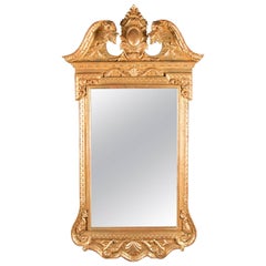 French Louis XIV Style Giltwood Wall Mirror with Broken Arch Pediment