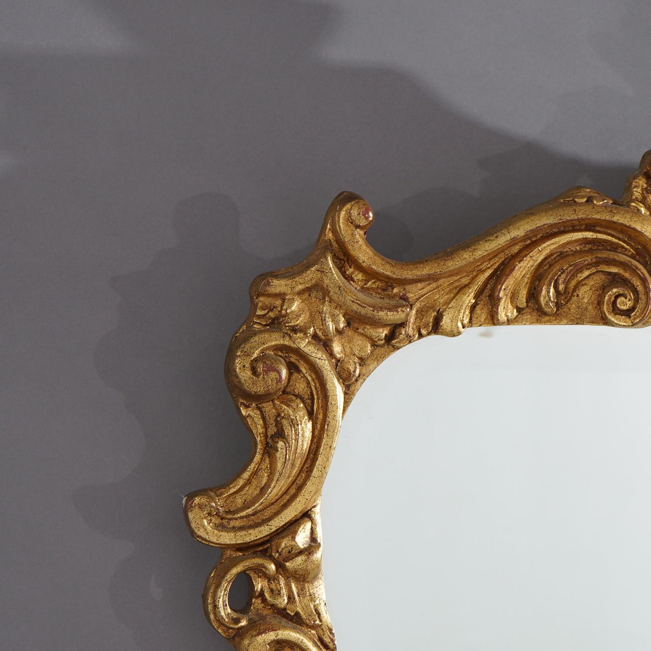 French Louis XIV Style Gold Giltwood Wall Mirror 20th C For Sale 1