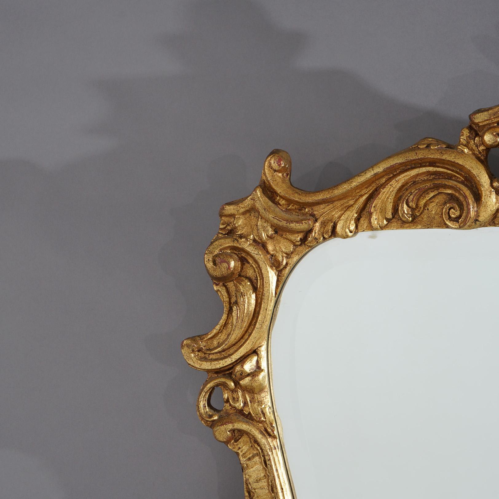 French Louis XIV Style Gold Giltwood Wall Mirror 20th C For Sale 2