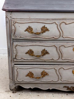 French Louis XIV Style Gray Painted Commode, Late 19th Century