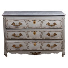 French Louis XIV Style Gray Painted Commode, Late 19th Century