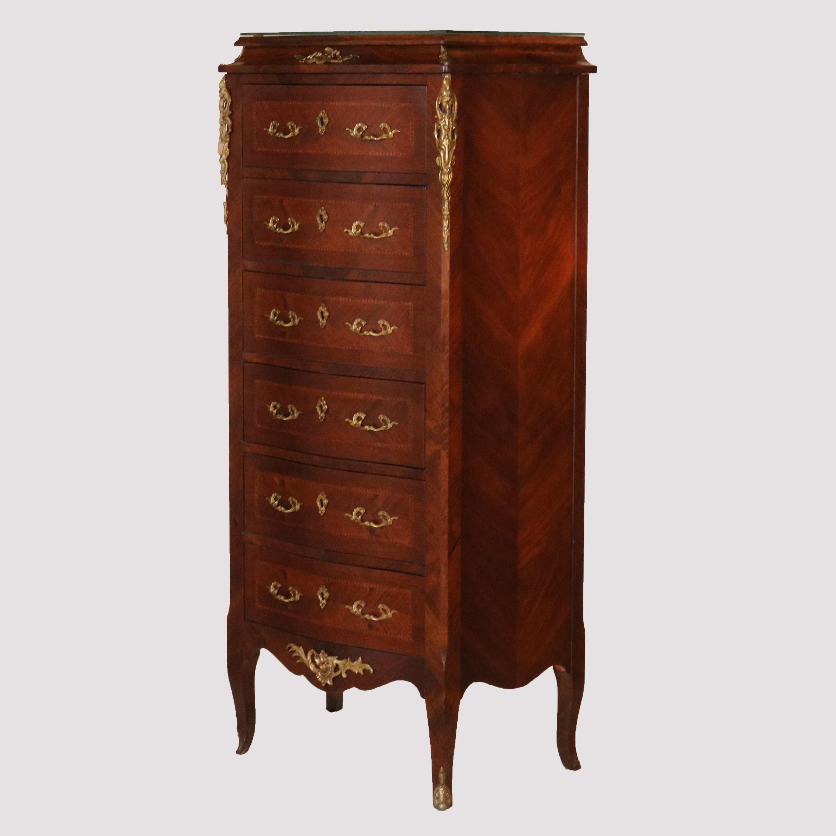 French Louis XIV Style Kingwood & Satinwood Inlaid Lingerie Chest, 20th Century 13