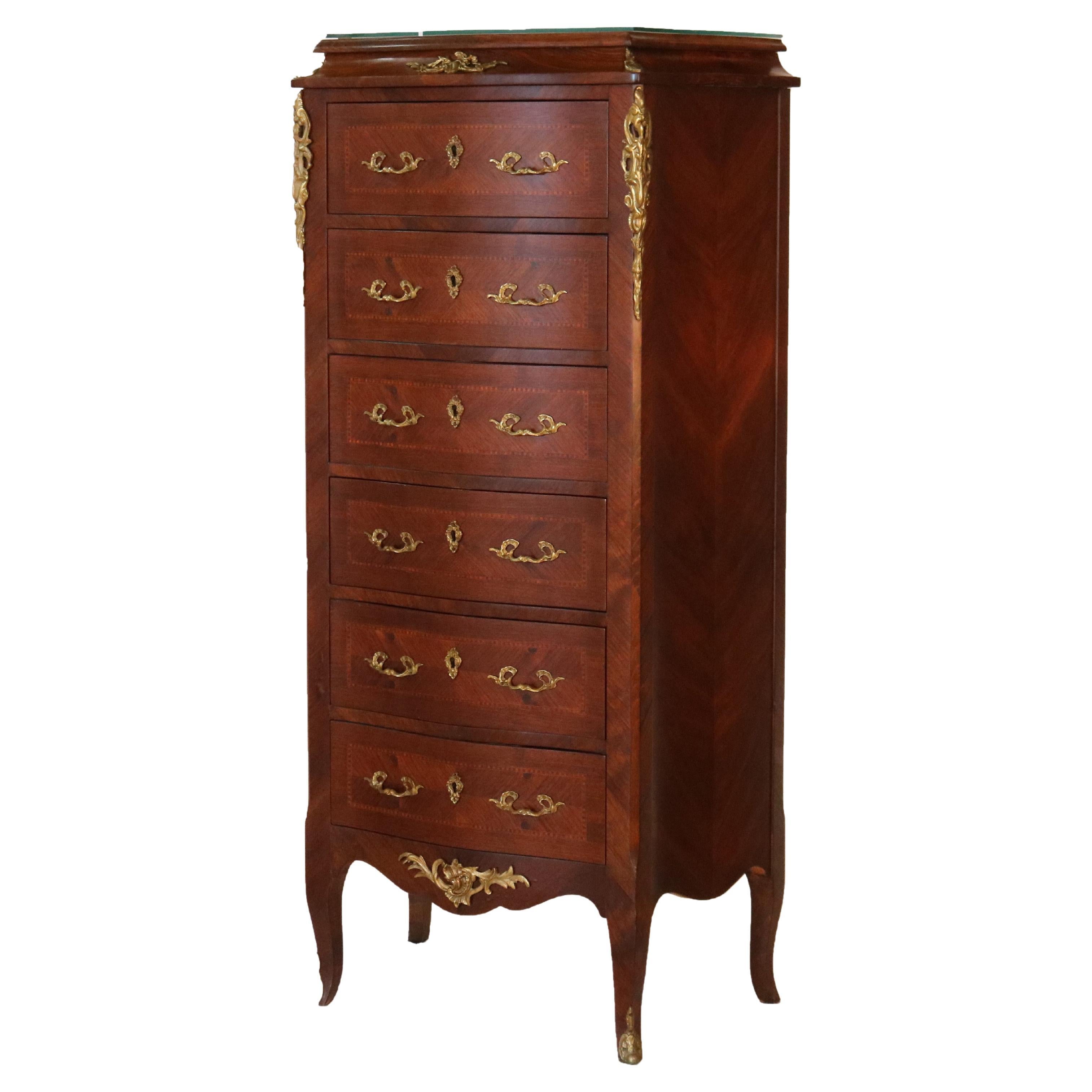 French Louis XIV Style Kingwood & Satinwood Inlaid Lingerie Chest, 20th Century
