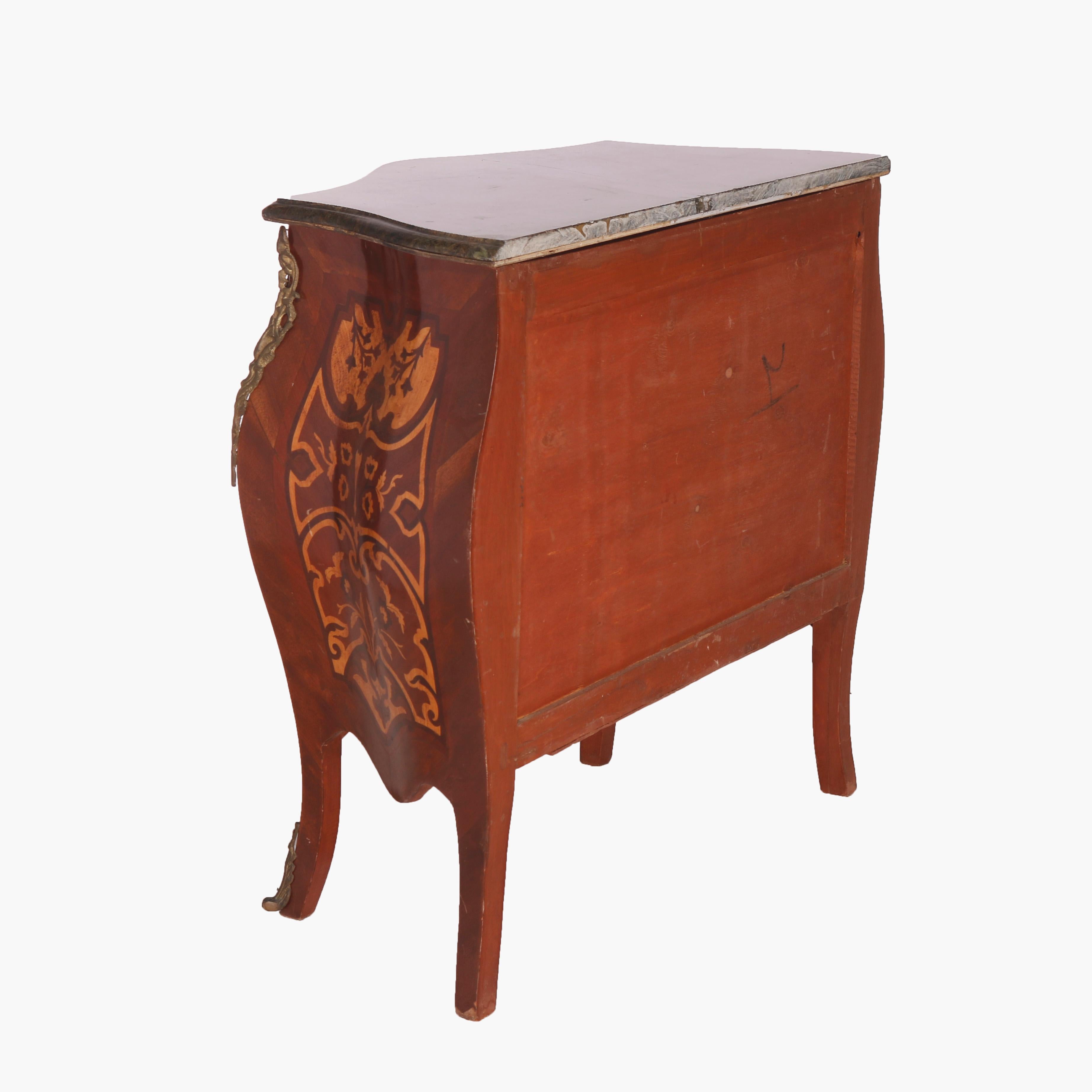 French Louis XIV Style Kingwood, Satinwood Marquetry, Marble & Ormolu, 20th C For Sale 6