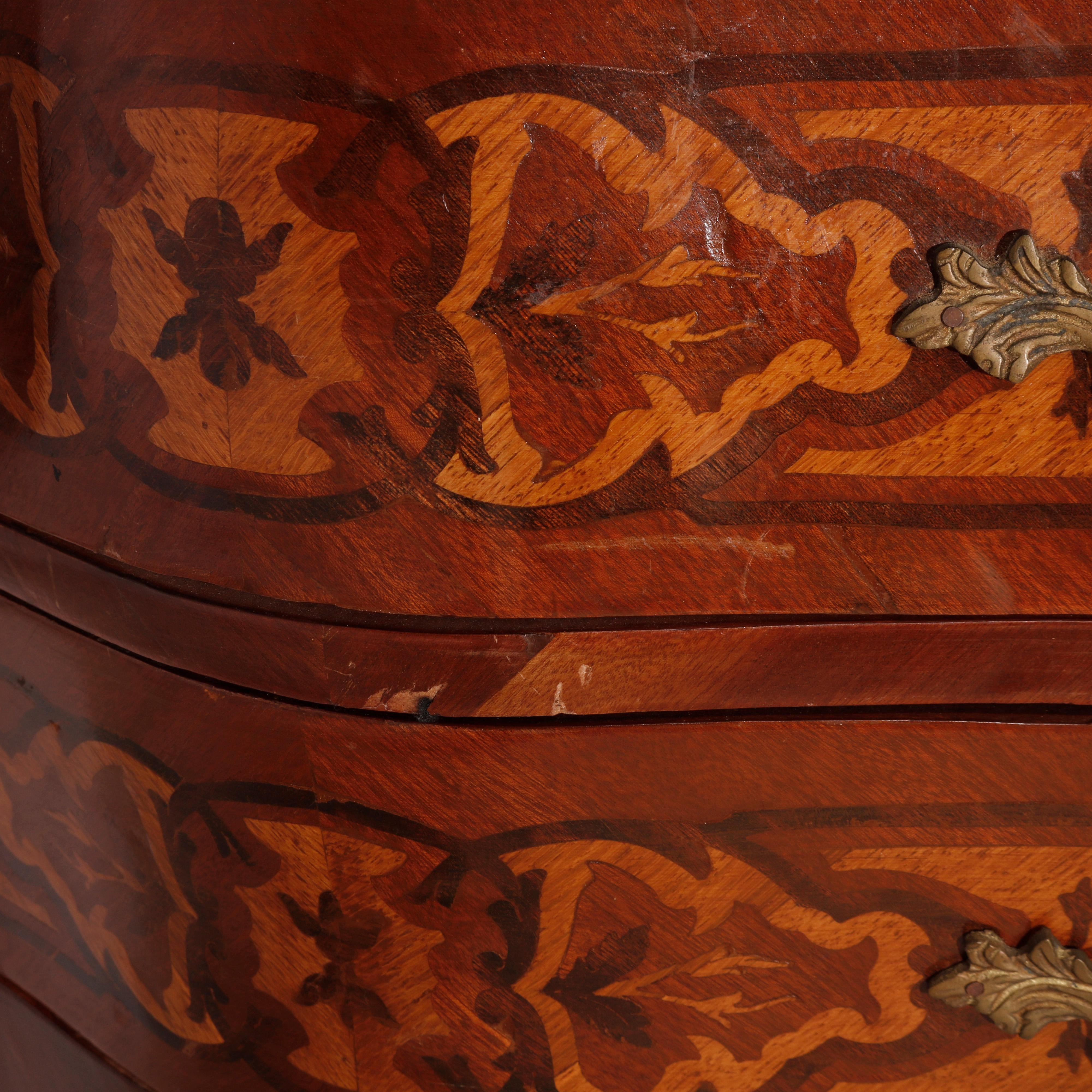 Französisches Veilchenholz im Louis XIV.-Stil, Intarsien aus Seidenholz, Marmor und Goldbronze, 20. Jahrhundert im Angebot 9