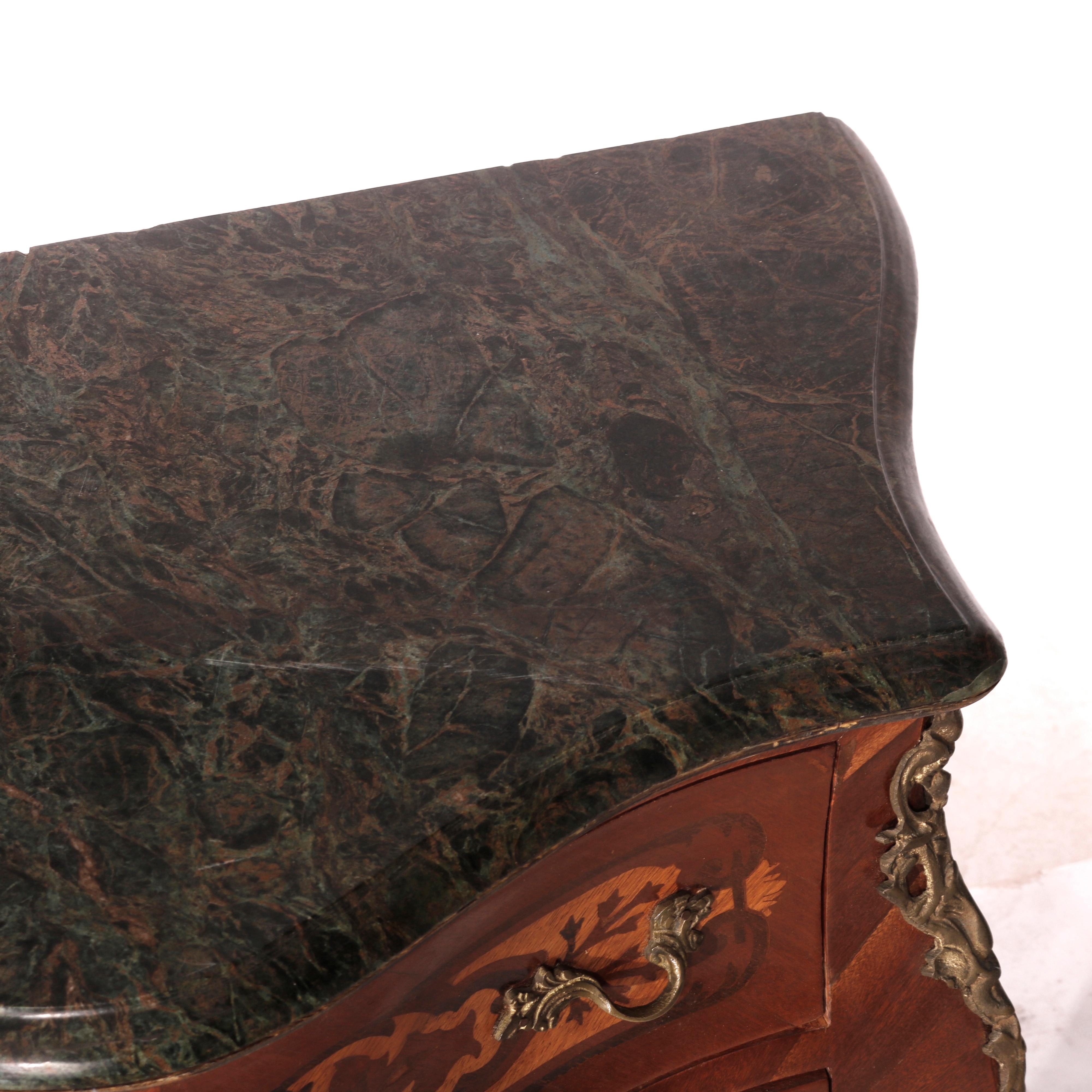 Französisches Veilchenholz im Louis XIV.-Stil, Intarsien aus Seidenholz, Marmor und Goldbronze, 20. Jahrhundert im Angebot 15
