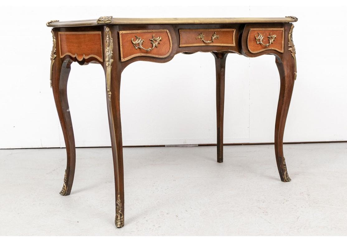 French Louis XIV Style Leather Top Desk with Brass Mounts For Sale 5