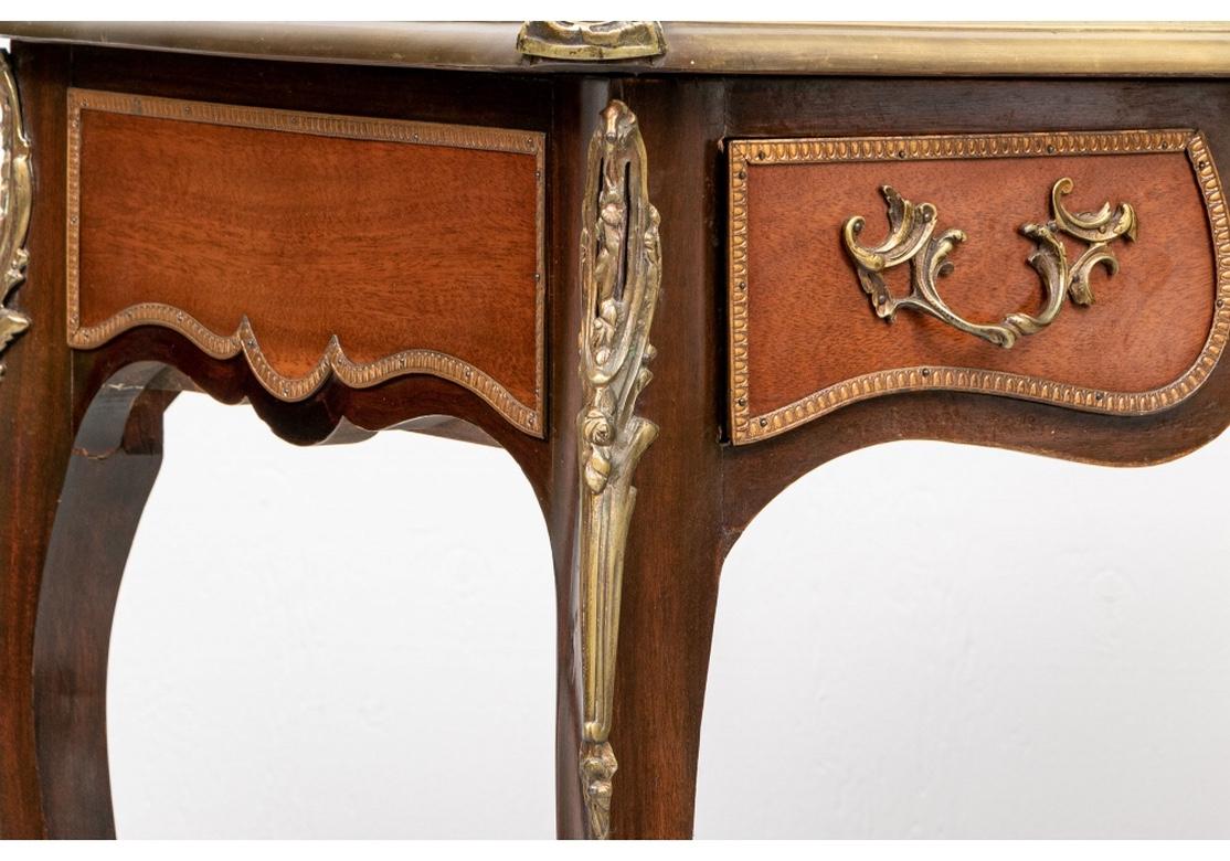 French Louis XIV Style Leather Top Desk with Brass Mounts For Sale 3