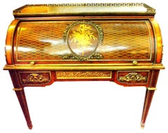 French Louis XVI style marquetry bureau in the manner of Linke