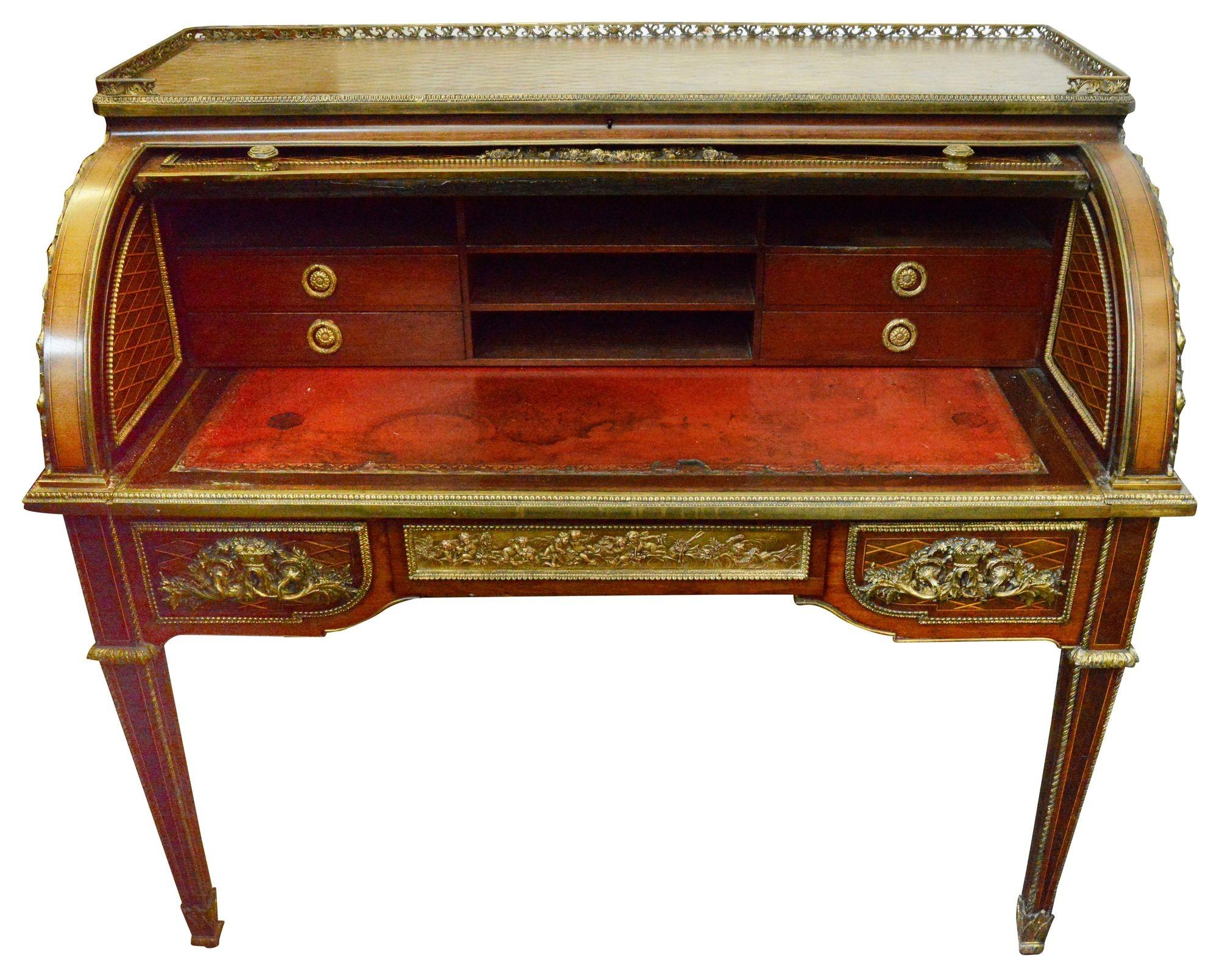 XIX secolo Scrittoio francese intarsiato in stile Luigi XIV alla maniera di A Link in vendita