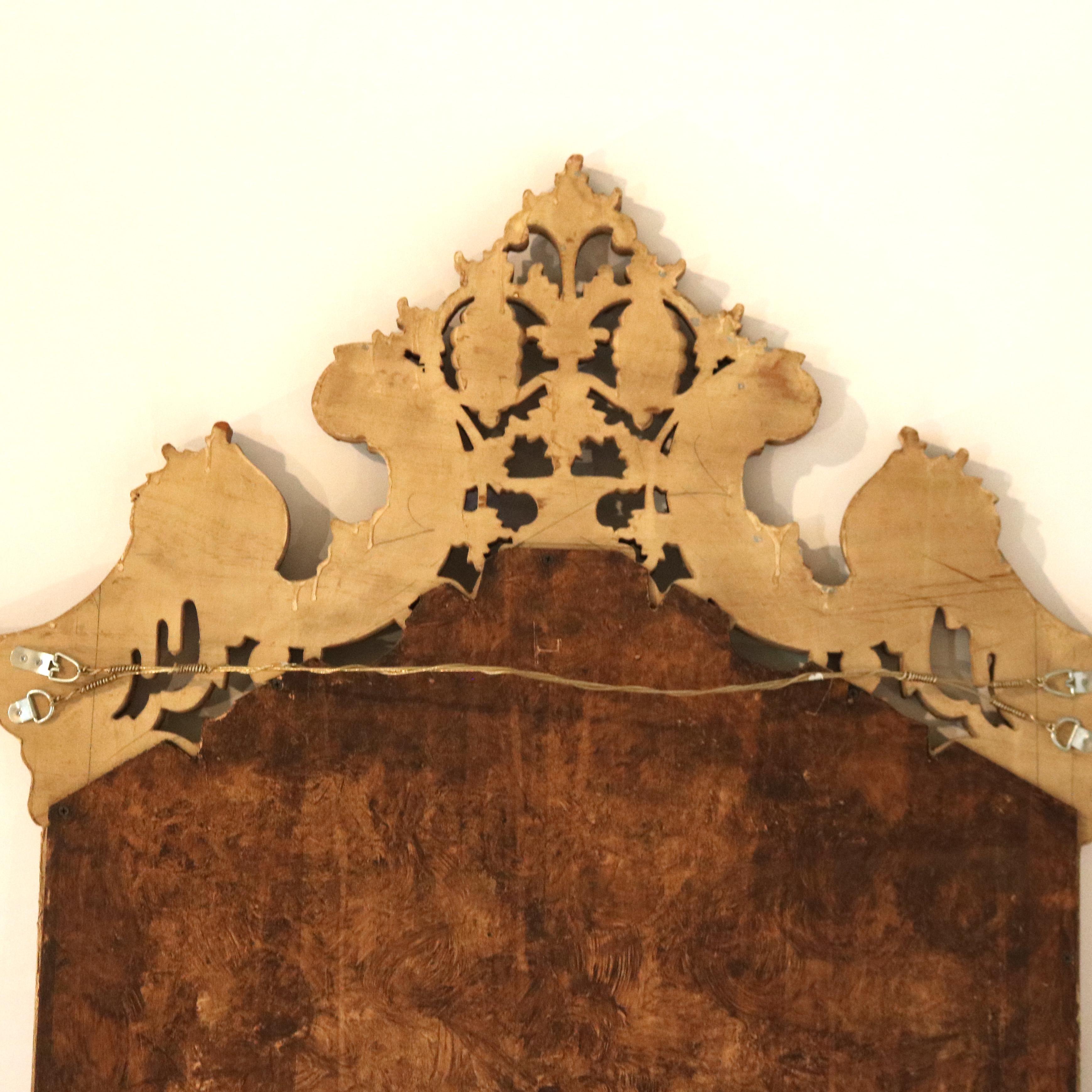 Set di console francese in stile Luigi XIV in legno dorato e policromato con volute ornamentali in vendita 11