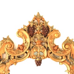 French Louis XIV Style Ornately Scrolled Polychromed Console Set c1940