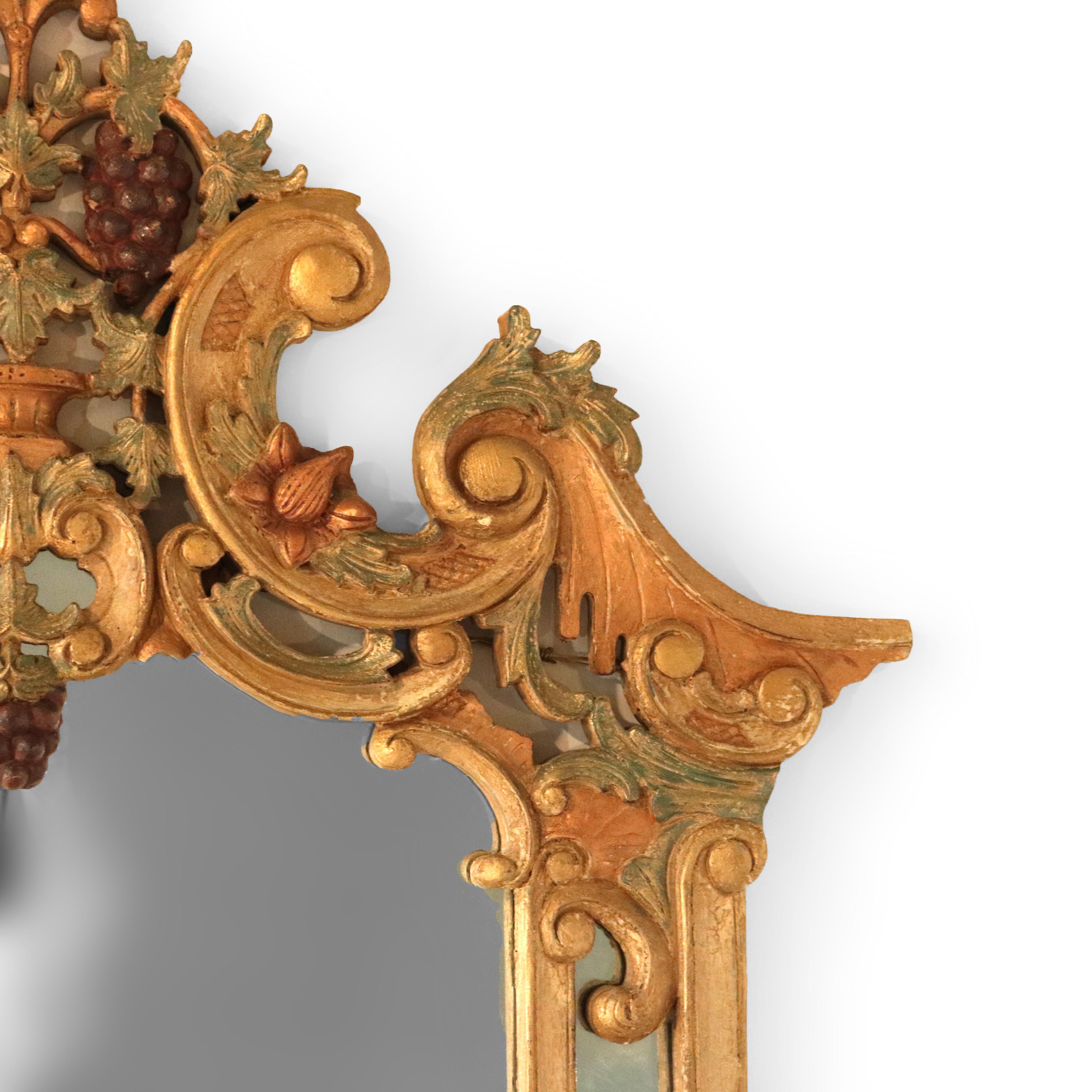 Set di console francese in stile Luigi XIV in legno dorato e policromato con volute ornamentali in vendita 3