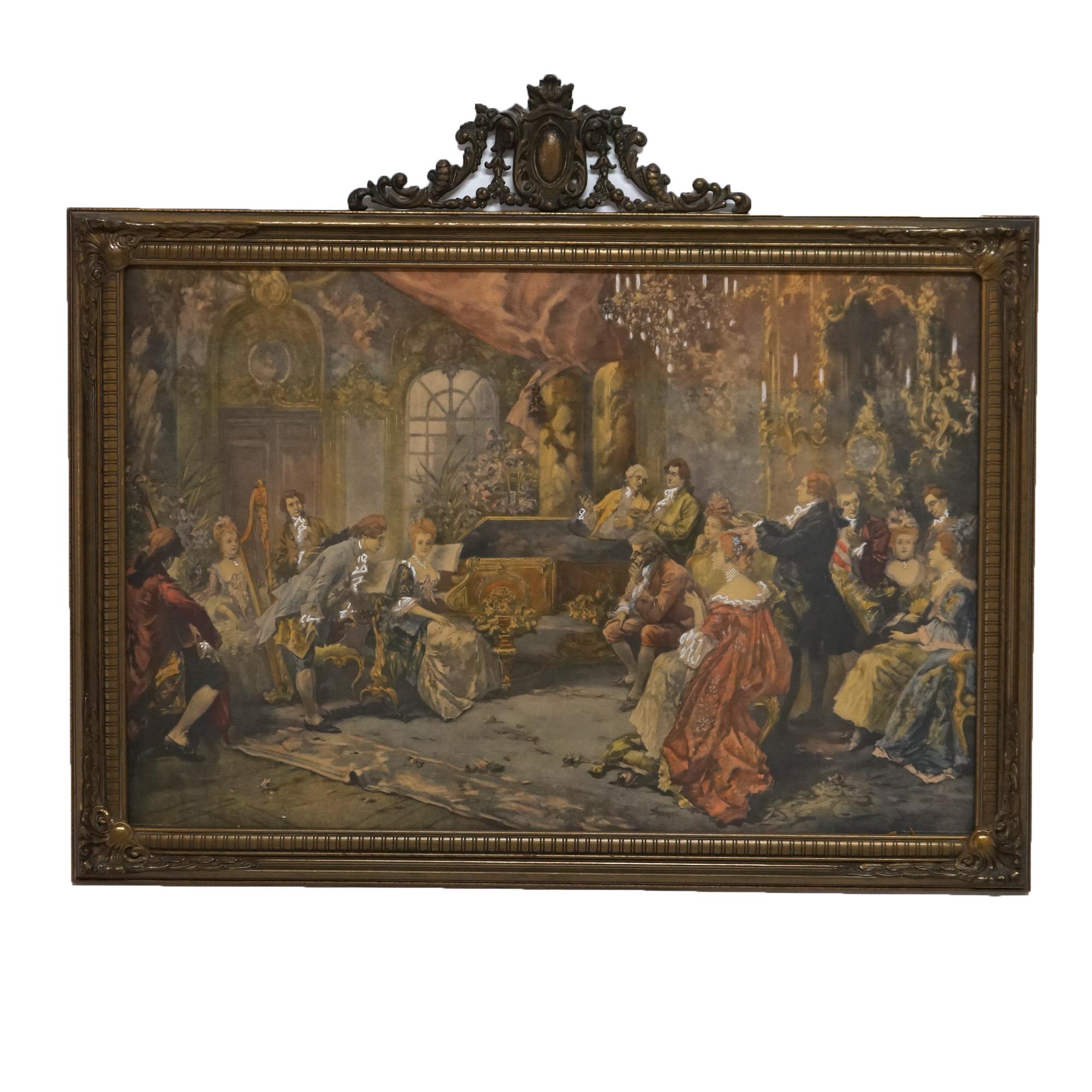 French Louis XIV Style Framed Parlor Print “Mozart At The Court Of Marie Antionette” 20thC

Measures- 28.5''H x 33.5''W x 1.25''D; 20.25'' x 19.5'' sight