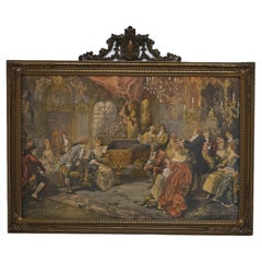 French Louis XIV Style Parlor Print “Mozart At The Court Of Marie Antionette" 
