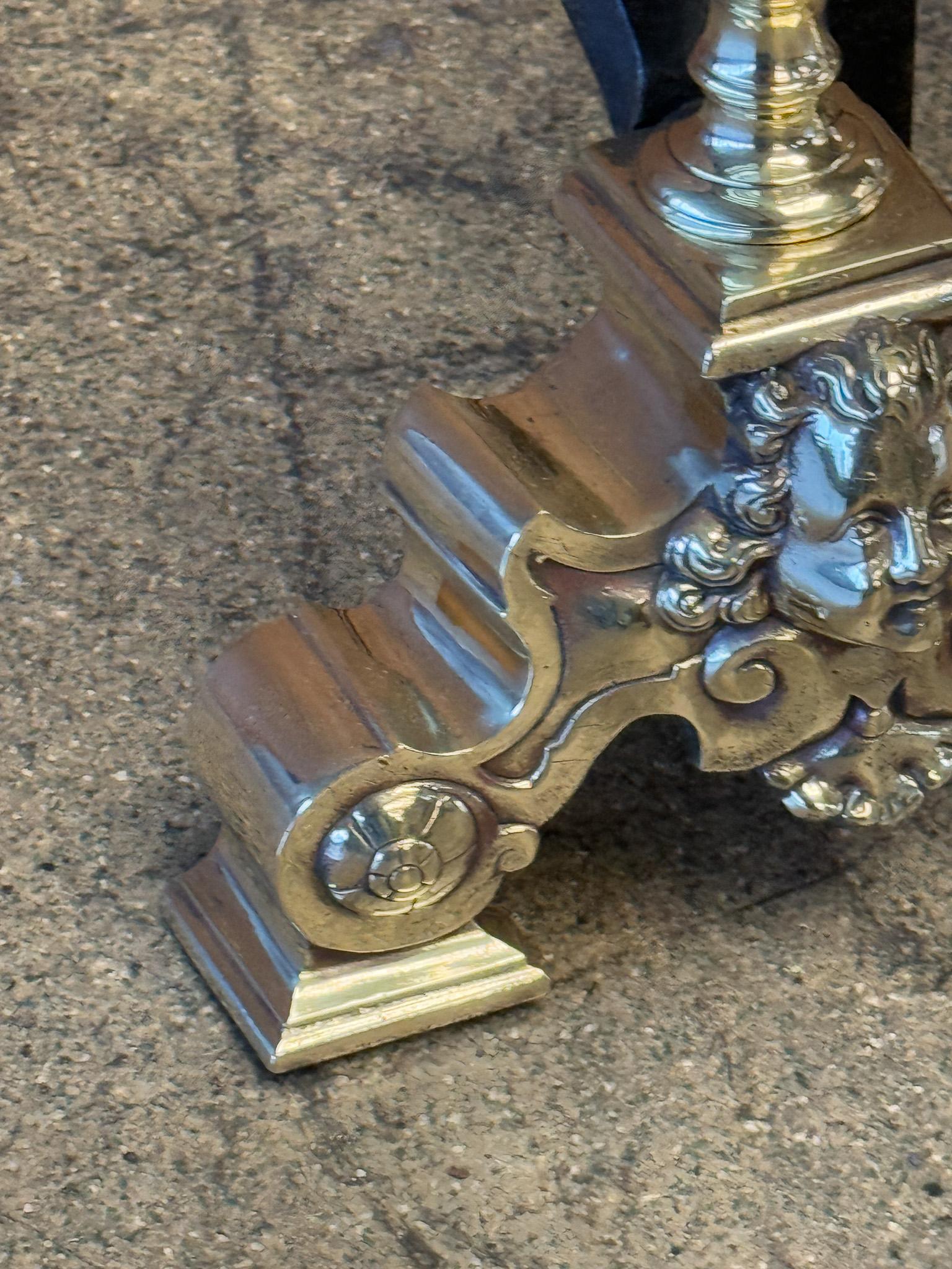 French Louis XIV Style Period Andirons, Firedogs, 19th Century For Sale 12