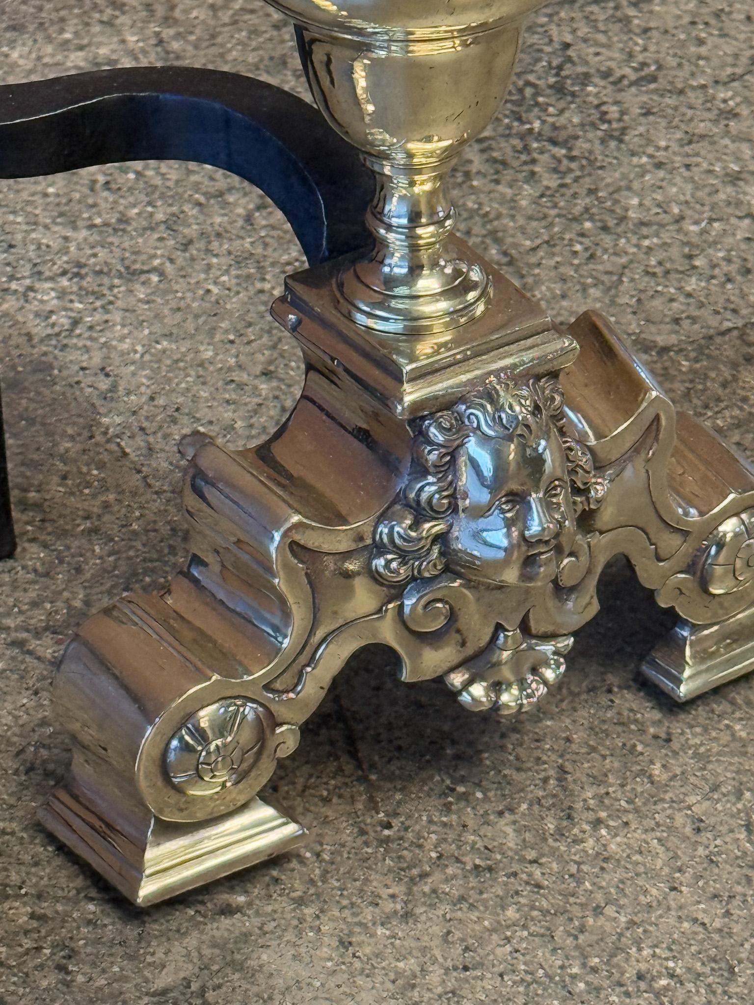 French Louis XIV Style Period Andirons, Firedogs, 19th Century For Sale 13