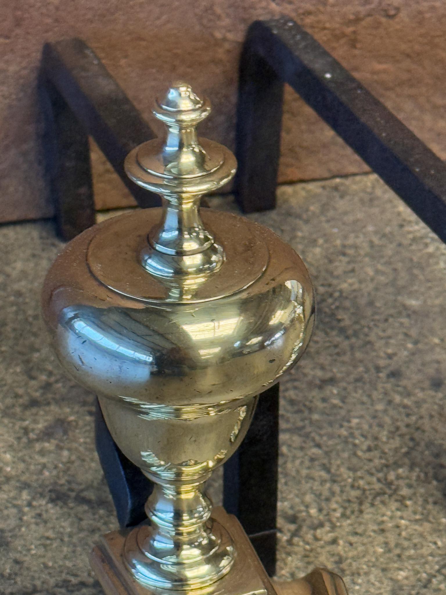 French Louis XIV Style Period Andirons, Firedogs, 19th Century For Sale 2