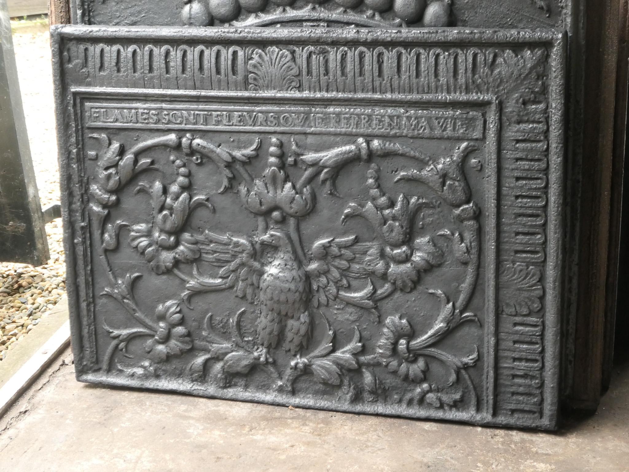 French Louis XIV Style 'Phoenix' Fireback, 19th-20th Century For Sale 1