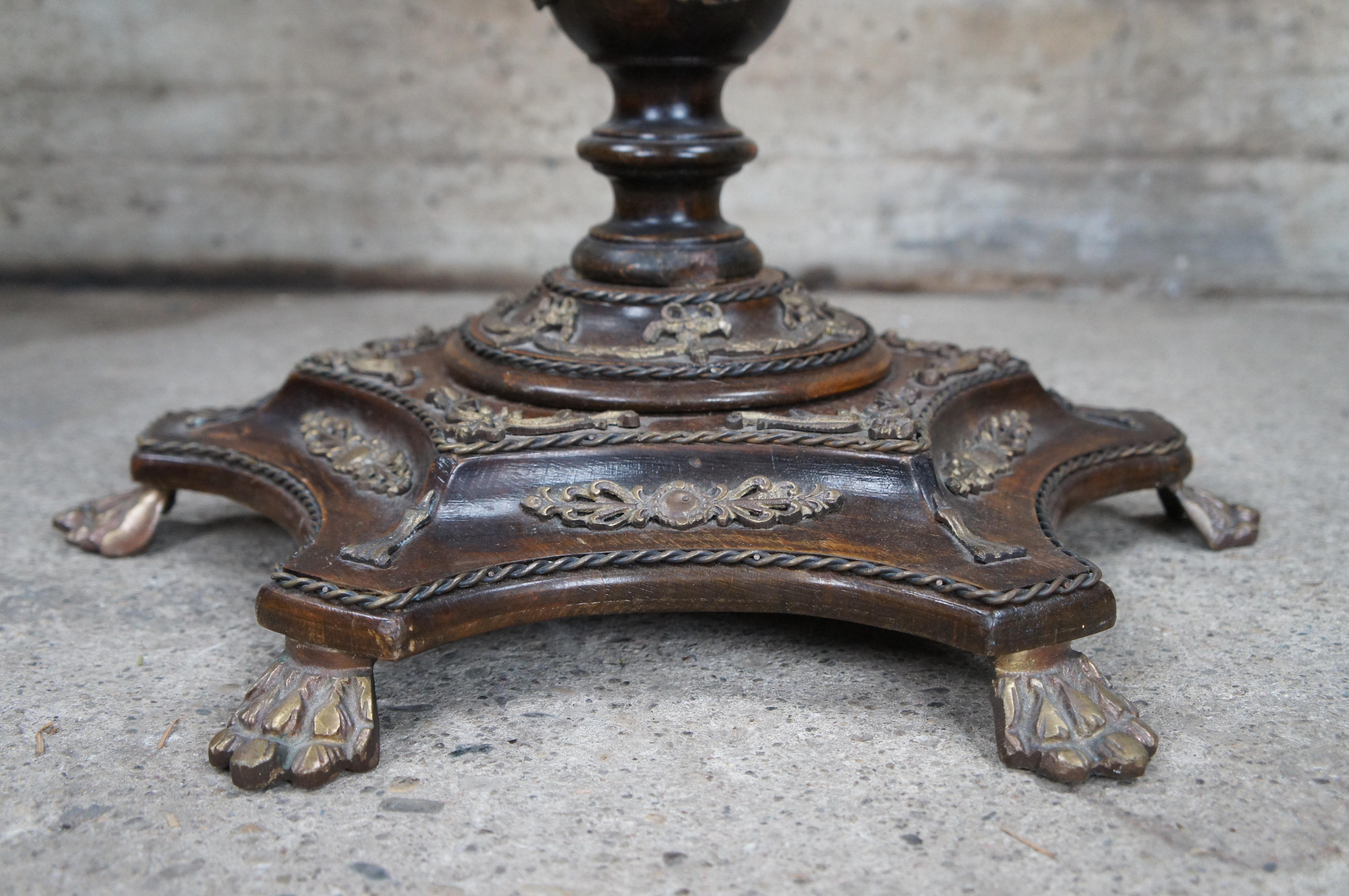 French Louis XIV Style Round Burlwood Bronze Ormolu Wine Side Table Candle Stand 2