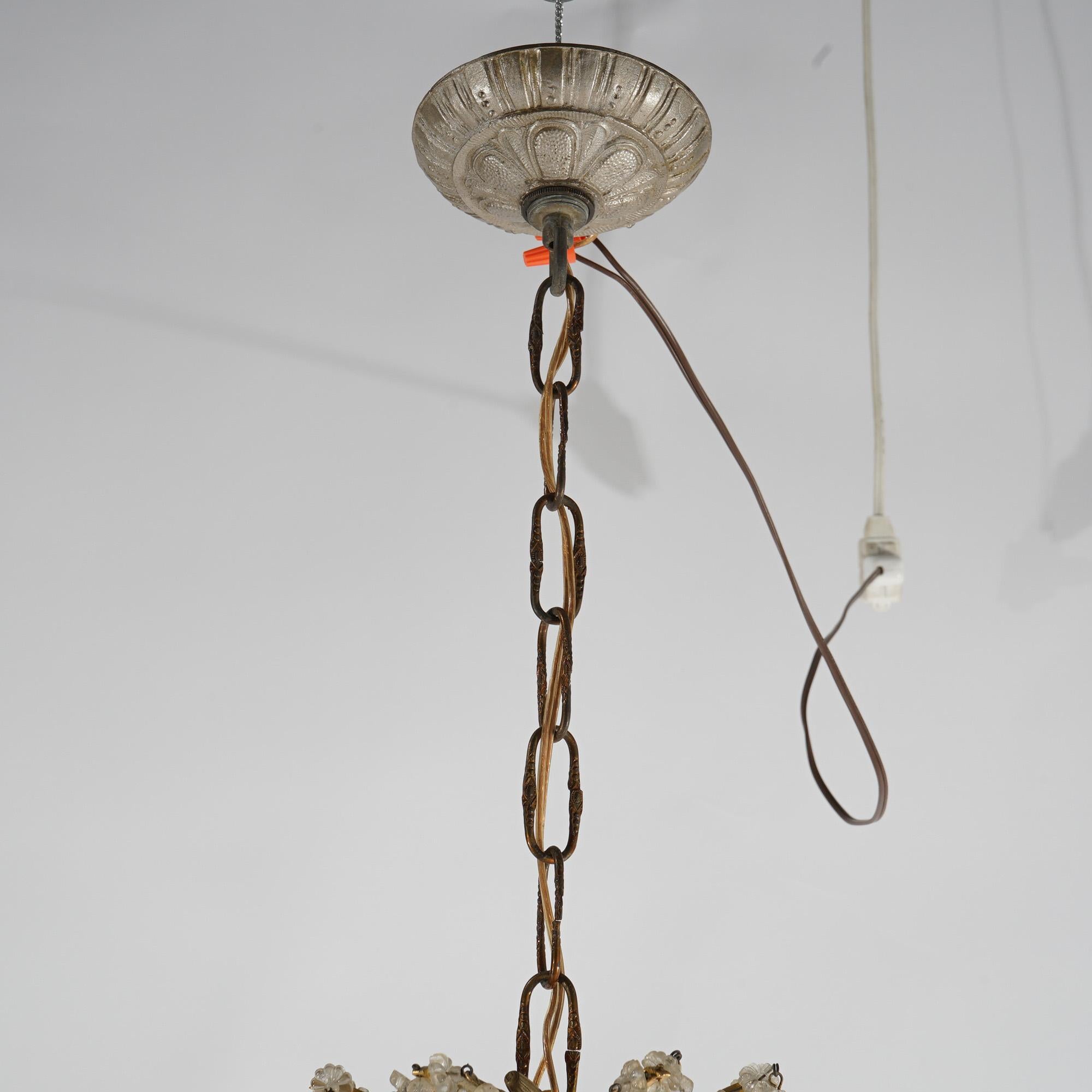 French Louis. XIV Style Seven-Light Crystal Chandelier with Amber Prisms, 20th C For Sale 6
