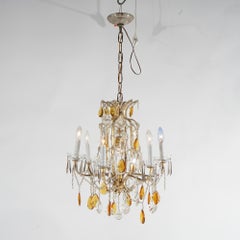 French Louis. XIV Style Seven-Light Crystal Chandelier with Amber Prisms, 20thC