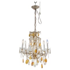 French Louis. XIV Style Seven-Light Crystal Chandelier with Amber Prisms, 20th C