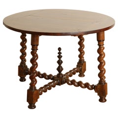 French Louis XIV Style Turned Walnut Circular Games Table, mid 19th century