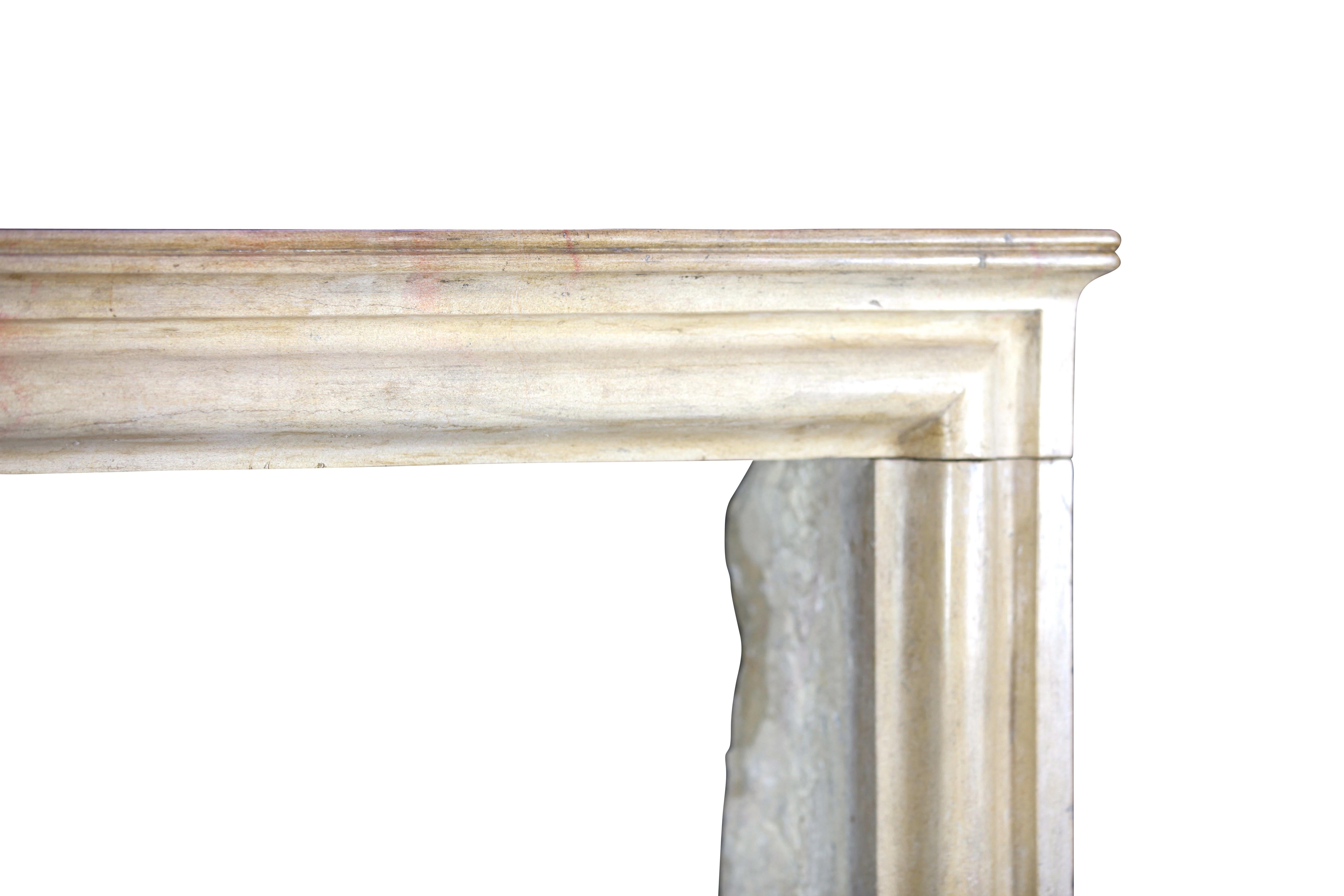 Hand-Carved French Louis XIV Style Vintage Limestone Fireplace Surround