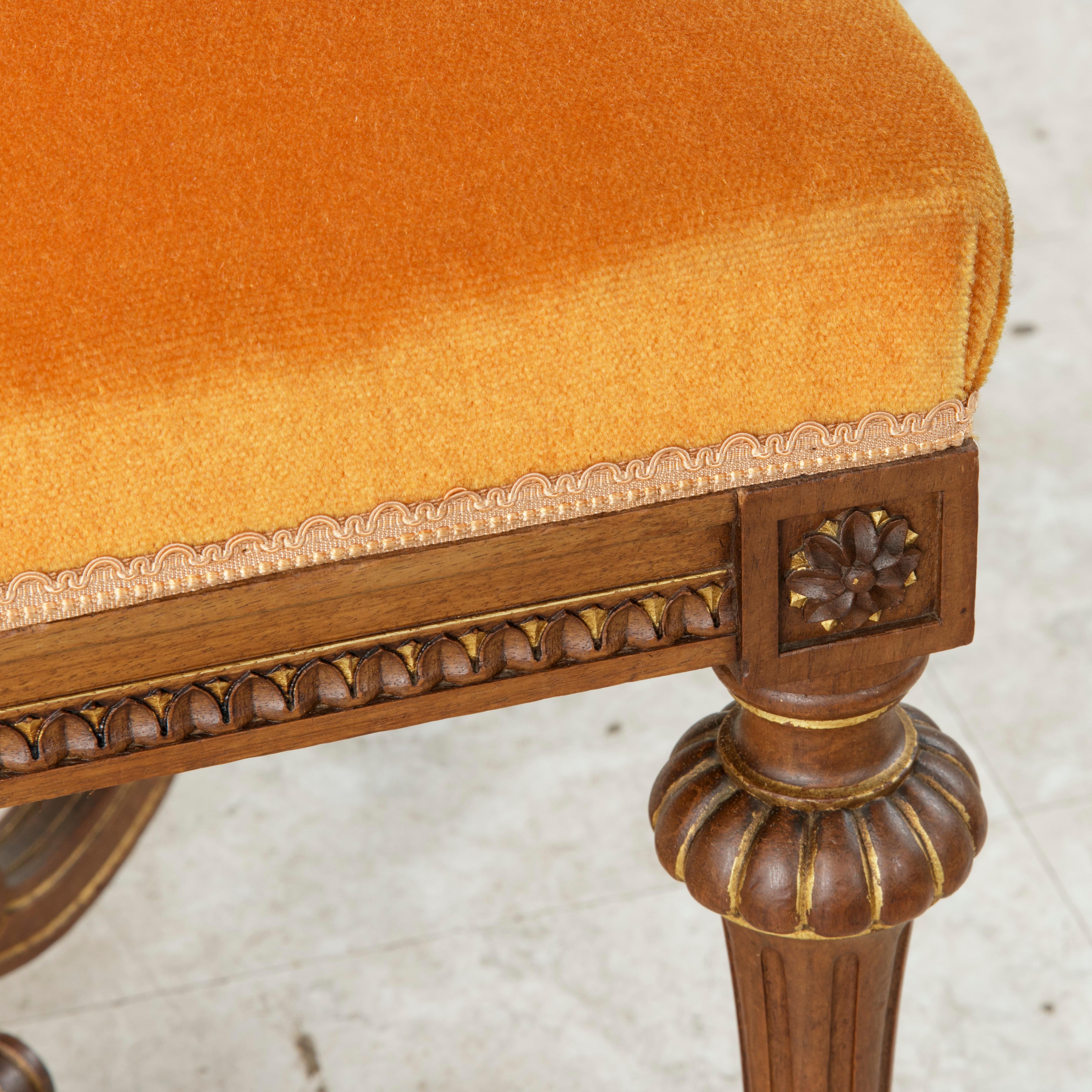 Upholstery French Louis XIV Style Walnut Banquette, Stool, or Ottoman, circa 1900