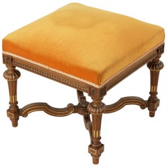 Antique French Louis XIV Style Walnut Banquette, Stool, or Ottoman, circa 1900