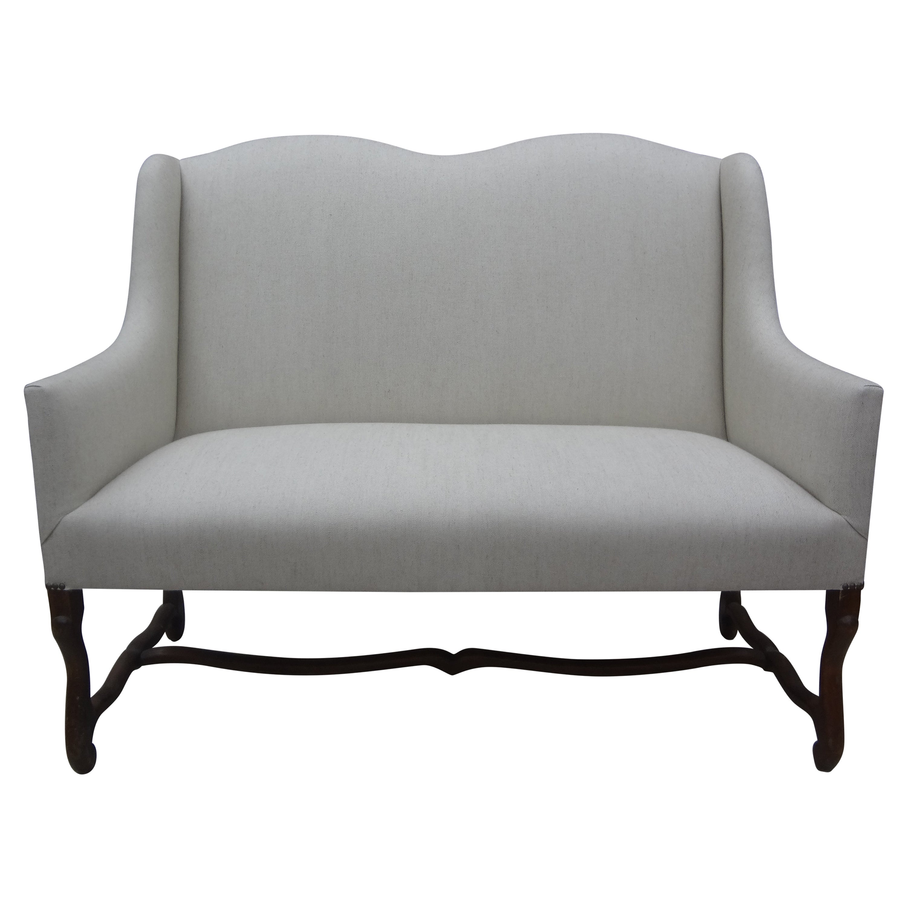 French Louis XIV Style Walnut Loveseat or Sofa