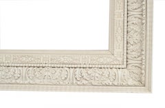 French Louis XIV Style White Painted Wooden Acanthus Wall Mirror Frame